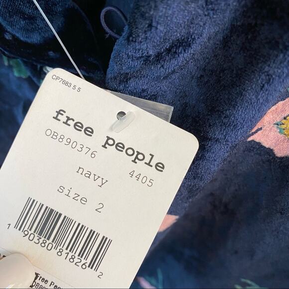 FREE PEOPLE Womens Be My Baby Navy Blue Velvet Mini Button Back Dress Size 2/XS - Picture 15 of 15